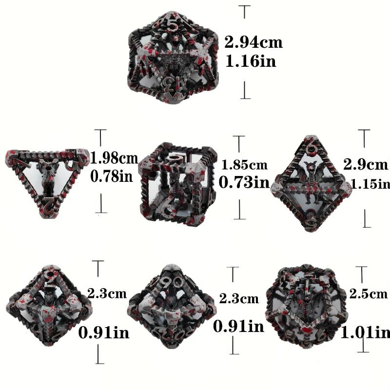 7pcs Metal Hollow Dragon Dice Set for Board Game Gift