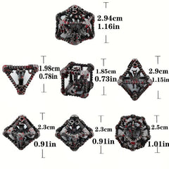7pcs Metal Hollow Dragon Dice Set for Board Game Gift