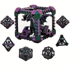 7pcs Metal Hollow Dragon Dice Set for Board Game Gift