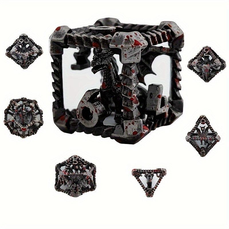7pcs Metal Hollow Dragon Dice Set for Board Game Gift