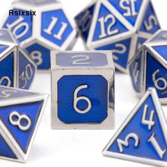 7pcs Silvery Metal Dice Set for Role Playing Board Game