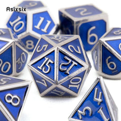 7pcs Silvery Metal Dice Set for Role Playing Board Game