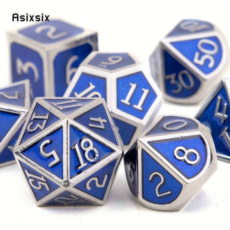 7pcs Silvery Metal Dice Set for Role Playing Board Game