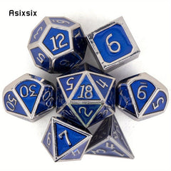 7pcs Silvery Metal Dice Set for Role Playing Board Game