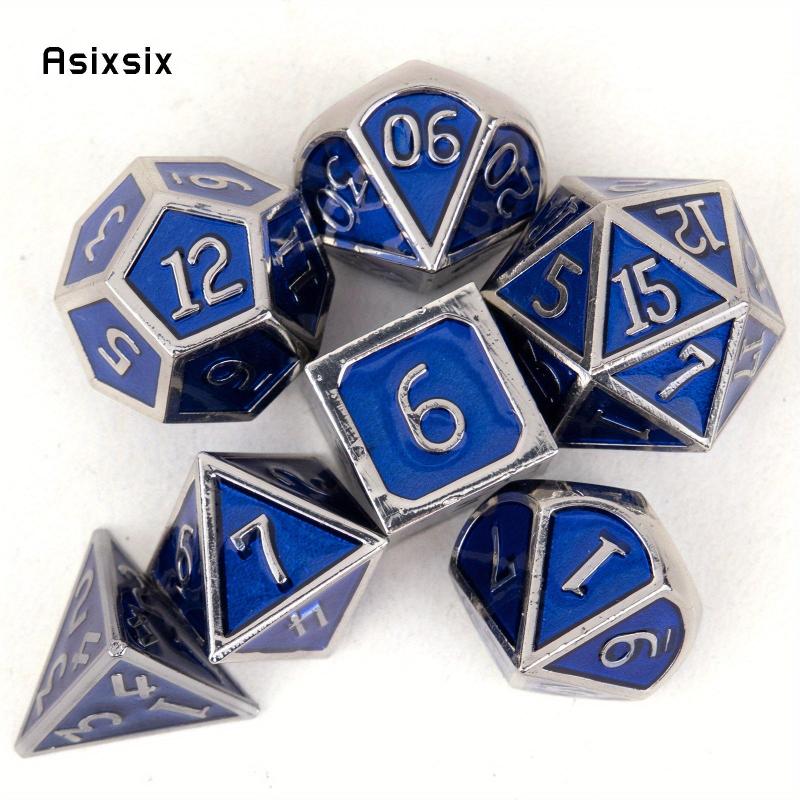 7pcs Silvery Metal Dice Set for Role Playing Board Game