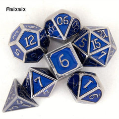 7pcs Silvery Metal Dice Set for Role Playing Board Game