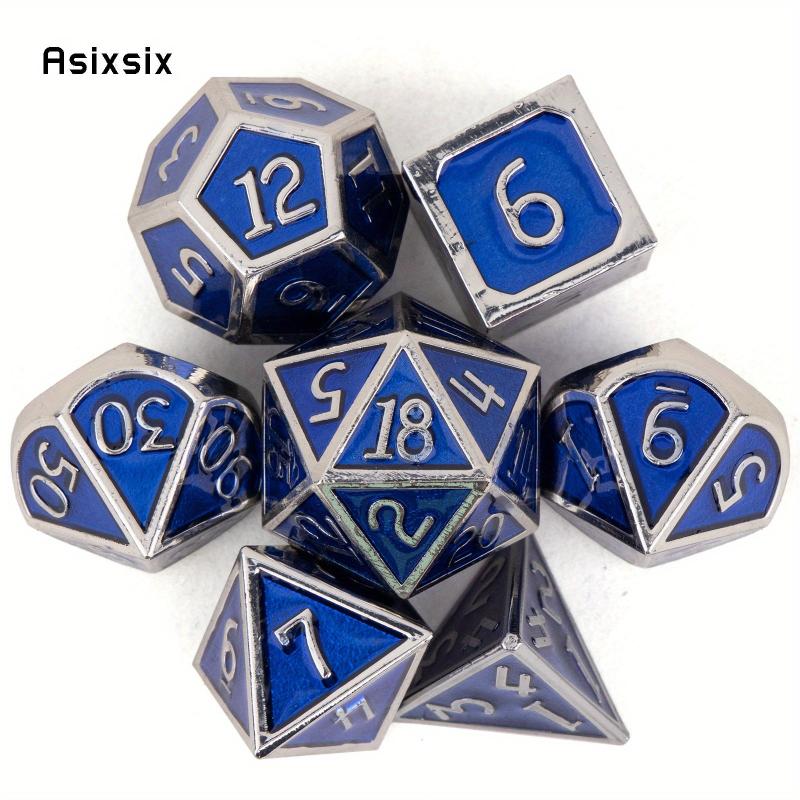 7pcs Silvery Metal Dice Set for Role Playing Board Game