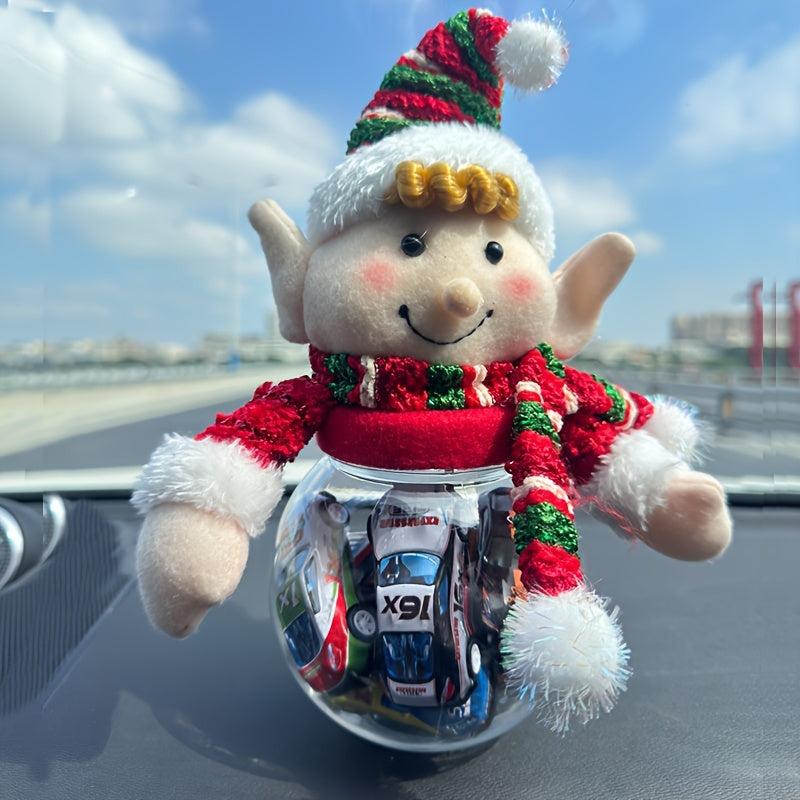 Christmas Car Candy Box Collection Jar Elf Doll Head Gift Pendant
