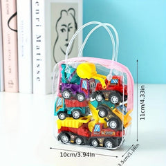 Creative Cartoon Mini Inertia Back Car Set Toy Car Bagged