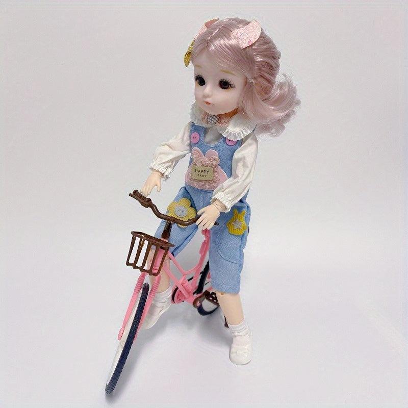 1pc BJD Joint Dolls Bike Pink Brown Plastic Bike Doll House Accessories
