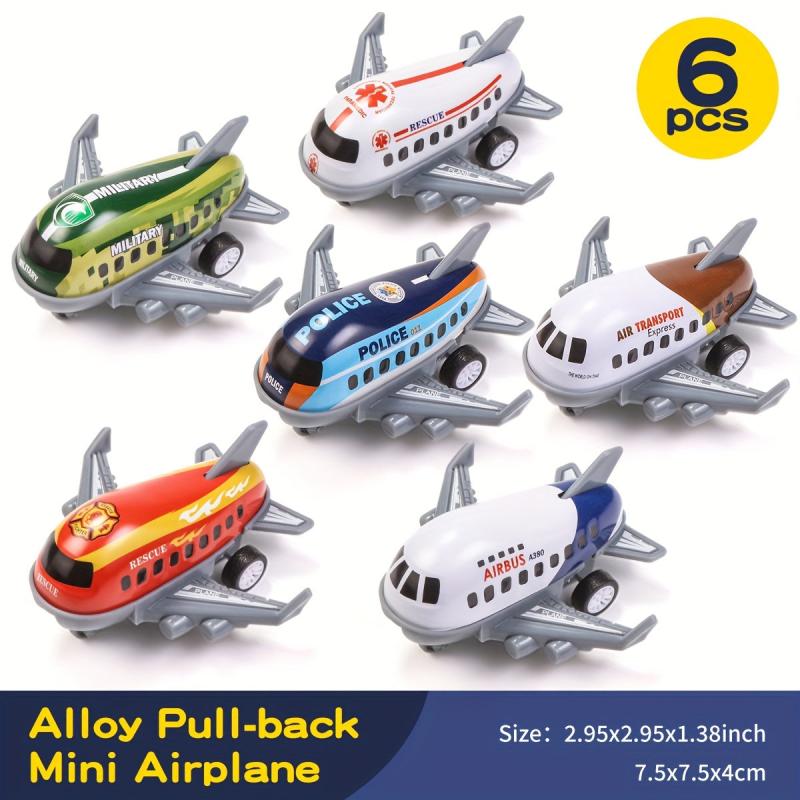 6pcs Alloy Mini Aircraft Diecast Planes, Pullback Mechanism, Jet Plane Toys