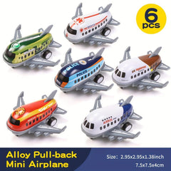 6pcs Alloy Mini Aircraft Diecast Planes, Pullback Mechanism, Jet Plane Toys
