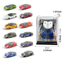 Alloy Deformation Car Model With Acrylic Display Box Metal Racing Car