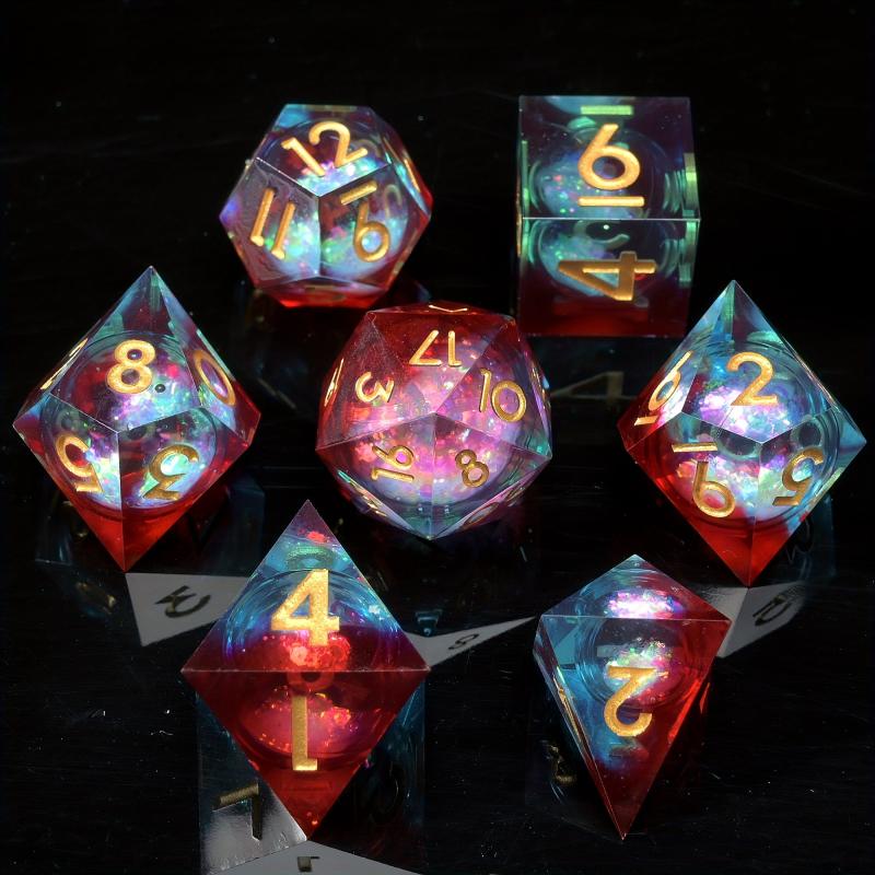 7pcs Quicksand Polyhedral Dice Set For Cosplay Board Game Halloween Gift