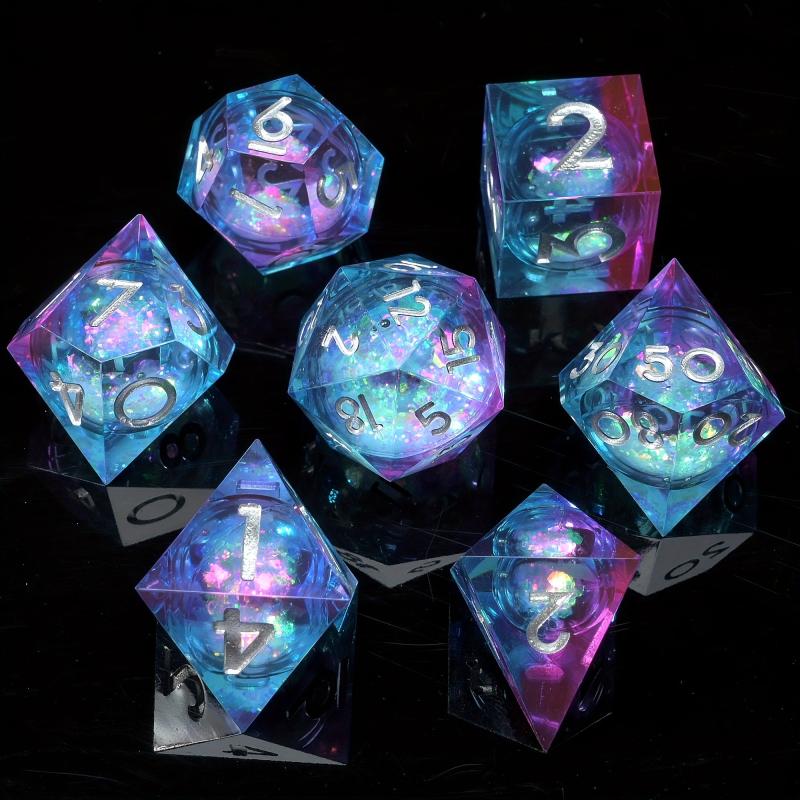 7pcs Quicksand Polyhedral Dice Set For Cosplay Board Game Halloween Gift