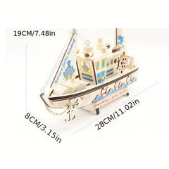 Wooden Shark Toy Sailboat Decoration Pirate Model