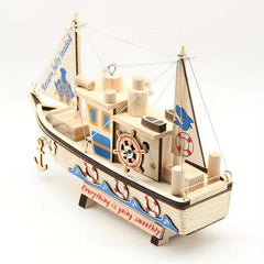 Wooden Shark Toy Sailboat Decoration Pirate Model