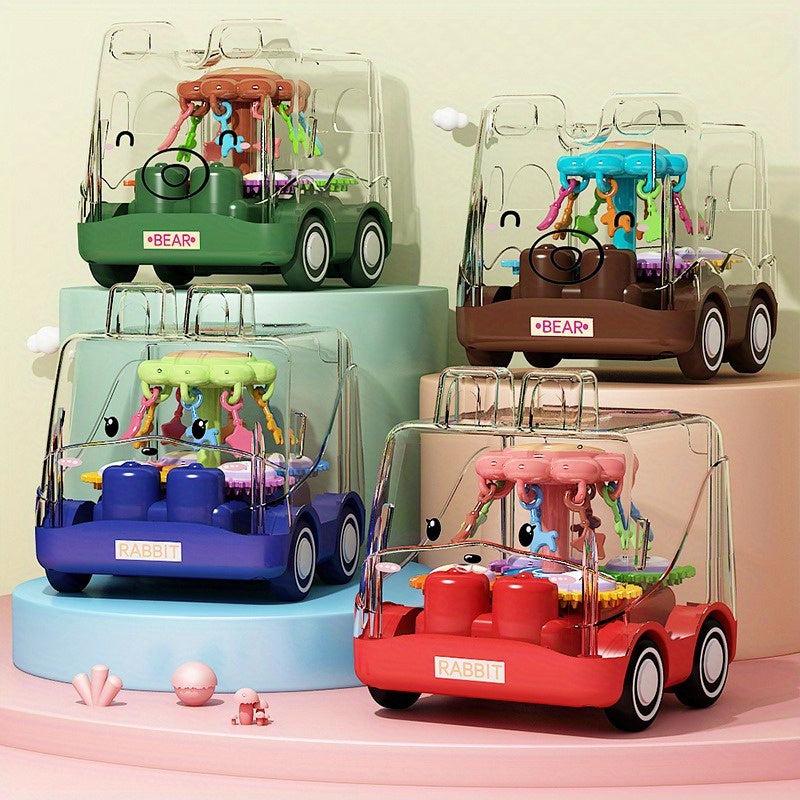 Inertia Toy Cartoon Gear Drop Resistant Bus Toy Car Gift