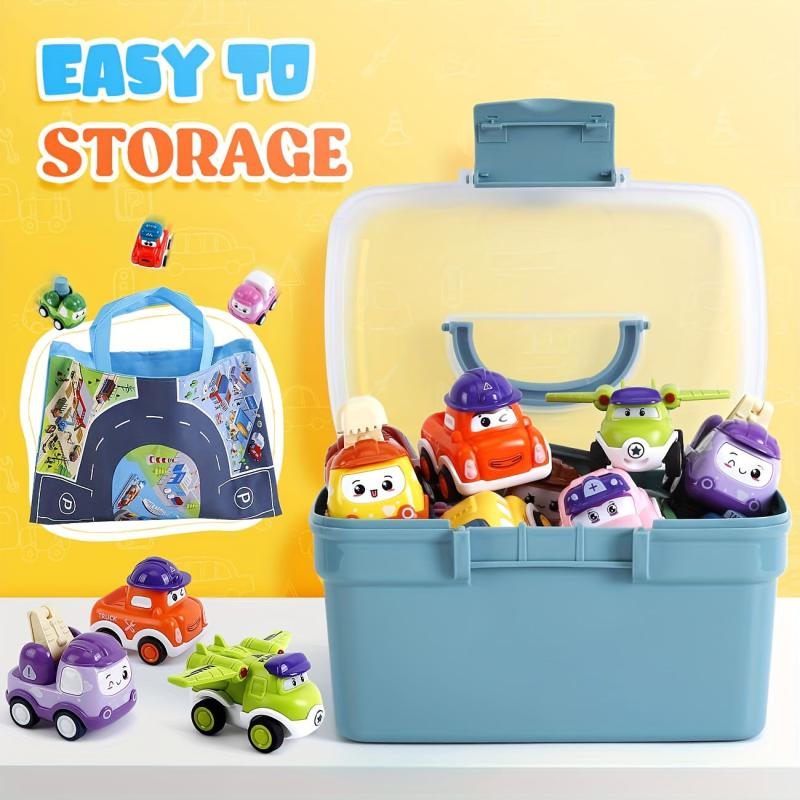 Mini Car Toys For 1 Year Old Boy - 12 Sets Baby Pull Back Truck with Playmat
