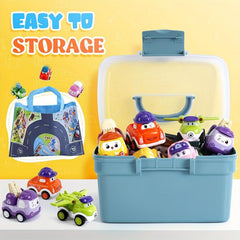 Mini Car Toys For 1 Year Old Boy - 12 Sets Baby Pull Back Truck with Playmat