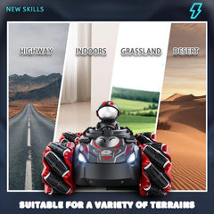 RC Toy Car 2.4GHz Rechargeable w/ Music Light Stunts 360 Rotating Mist Effect