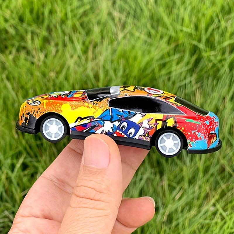 Mini Random Alloy Iron Pull back Car Graffiti Metal Racing Cars Children's Toy