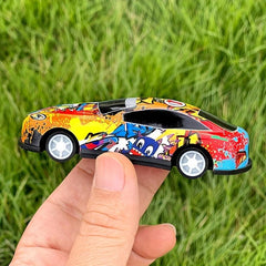 Mini Random Alloy Iron Pull back Car Graffiti Metal Racing Cars Children's Toy