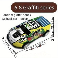 Mini Random Alloy Iron Pull back Car Graffiti Metal Racing Cars Children's Toy