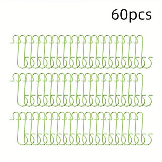 60pcs Christmas Ornament Hooks - Metal Wire Silvery Golden Red Green Hangers