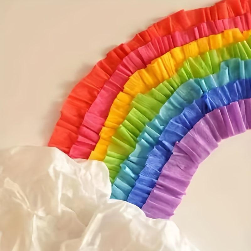 6pcs Rainbow Crepe Paper Ribbon Rolls 10 Meters for Parties, Weddings, Holidays