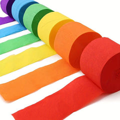 6pcs Rainbow Crepe Paper Ribbon Rolls 10 Meters for Parties, Weddings, Holidays
