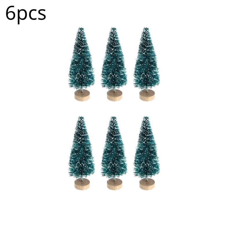 12pcs Mini Sisal Snow Frost Trees Winter Pine Mini w/Wood Base - Christmas Decor