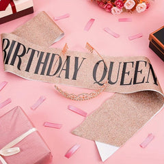 Rose Golden Party Sash Birthday Queen Glitter Birthday Sash For Women