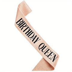Rose Golden Party Sash Birthday Queen Glitter Birthday Sash For Women