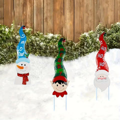 3pcs Christmas Garden Stakes Snowman Santa Claus Christmas Yard Signs