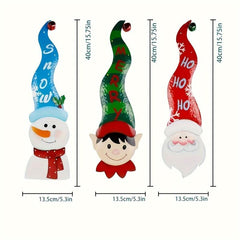 3pcs Christmas Garden Stakes Snowman Santa Claus Christmas Yard Signs