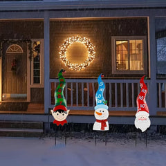 3pcs Christmas Garden Stakes Snowman Santa Claus Christmas Yard Signs