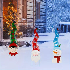 3pcs Christmas Garden Stakes Snowman Santa Claus Christmas Yard Signs