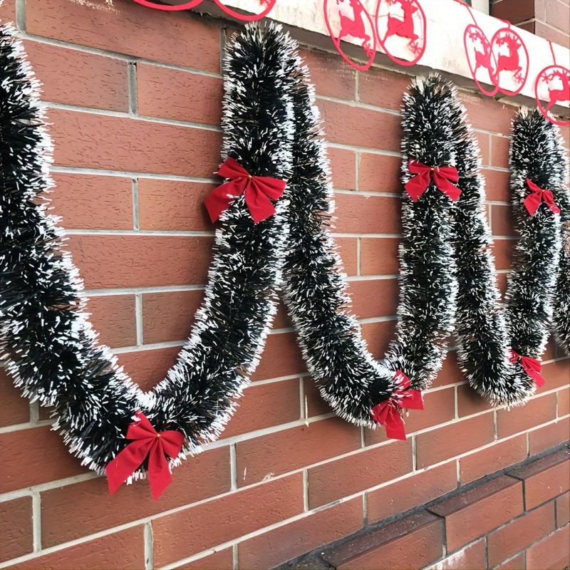 2pcs 6 6ft Rattan Dark & 10 Red Bows Christmas Decoration Strips