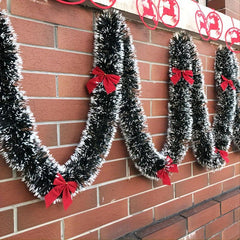 2pcs 6 6ft Rattan Dark & 10 Red Bows Christmas Decoration Strips