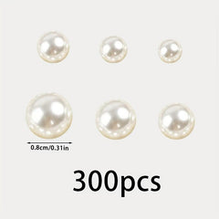 300pcs Mini Simulation Pearl Decoration Cream Pearls for Jewelry Making