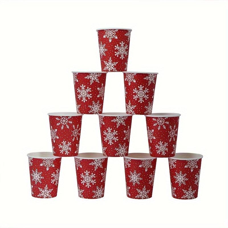 10pcs 250ml Christmas Snowflake Paper Cups for Events & Outdoor Parties