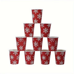10pcs 250ml Christmas Snowflake Paper Cups for Events & Outdoor Parties