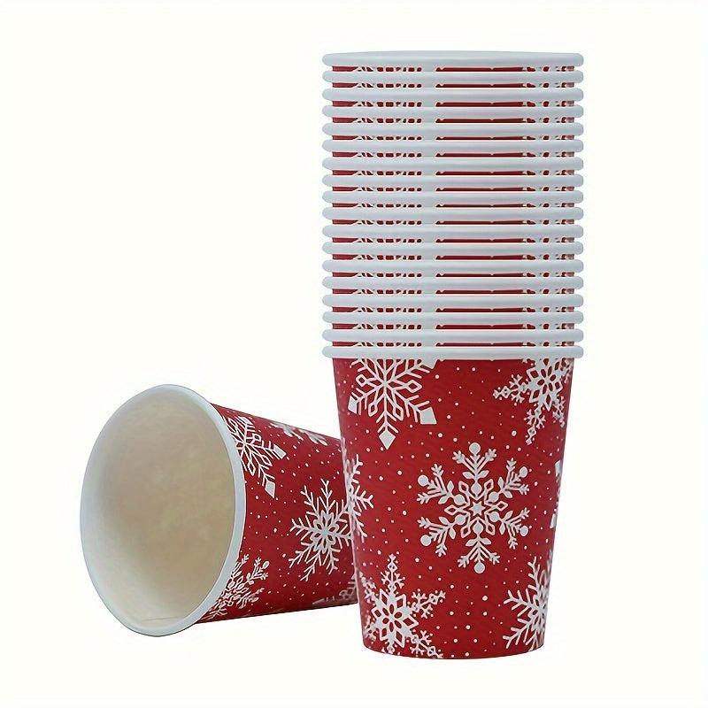10pcs 250ml Christmas Snowflake Paper Cups for Events & Outdoor Parties