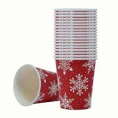 10pcs 250ml Christmas Snowflake Paper Cups for Events & Outdoor Parties