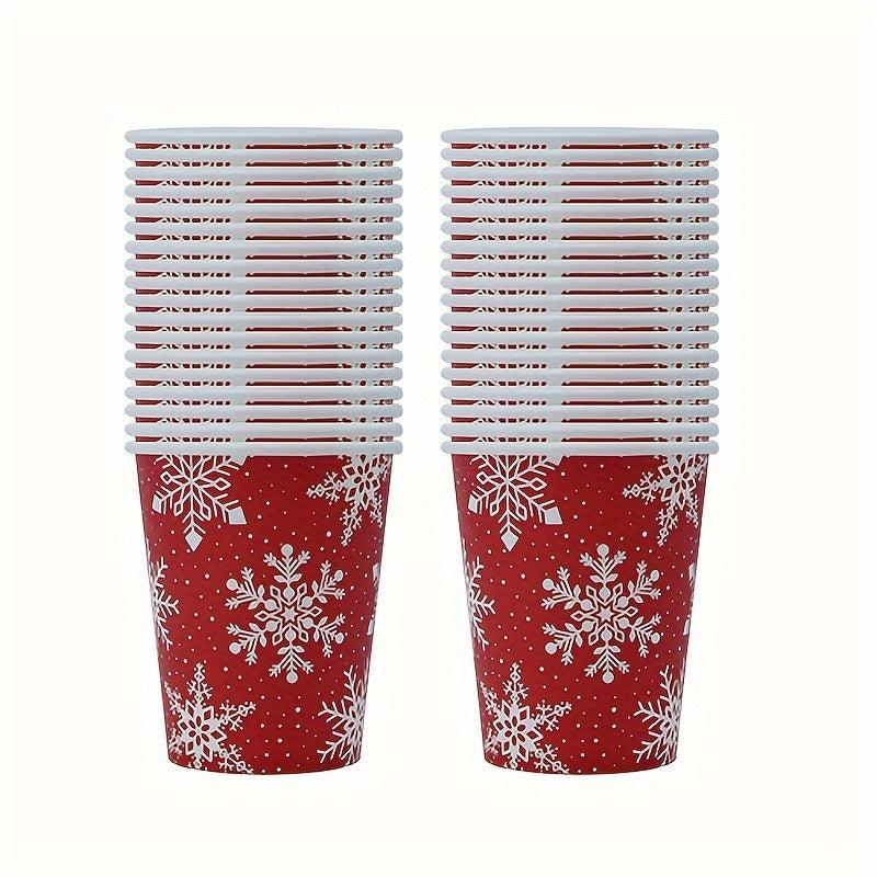 10pcs 250ml Christmas Snowflake Paper Cups for Events & Outdoor Parties