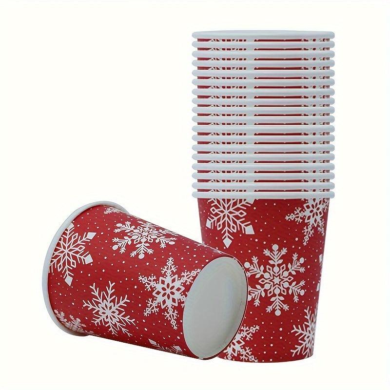 10pcs 250ml Christmas Snowflake Paper Cups for Events & Outdoor Parties