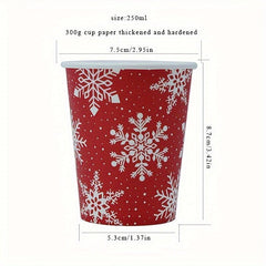 10pcs 250ml Christmas Snowflake Paper Cups for Events & Outdoor Parties