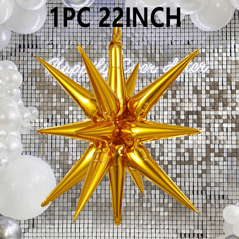 22'' Golden Explosion Star Aluminum Film Balloon Birthday Party Balloon