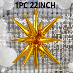 22'' Golden Explosion Star Aluminum Film Balloon Birthday Party Balloon